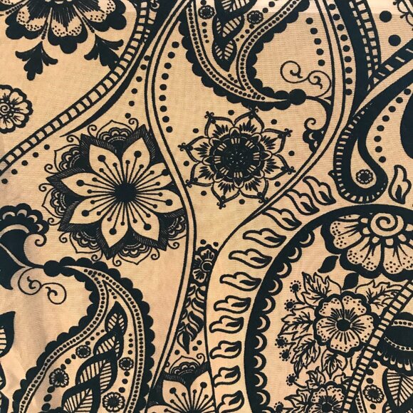 Velvet burnout shirt women's S/M black/brown stretch semi-sheer whimsy event - Picture 4 of 10